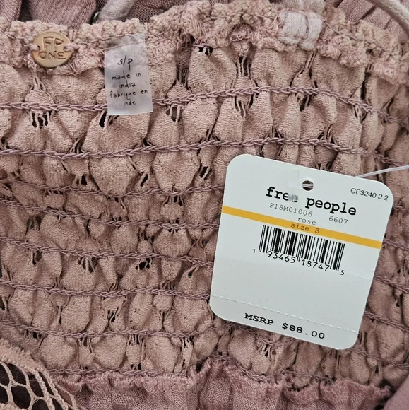 Free People Adella slip dress boho in‎ rose size small NWT - Picture 3 of 5